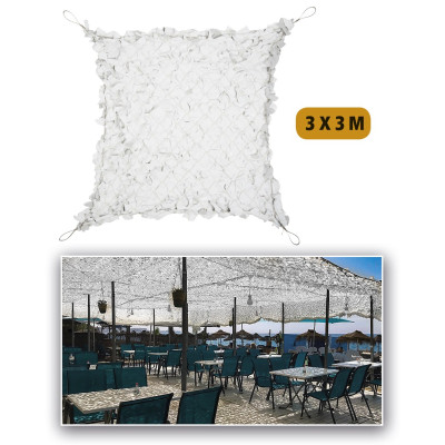 La Voile Ombrage en Filet Camouflage Broadleaf Mil Tec en 100% polyester conçu pour obtenir une ombre rafraîchissante sur les terrasses d'été. Le filet permet de ventiler la chaleur et de protéger du soleil.