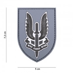 Patch 3D PVC Who Dares Wins Gris 101 Incorporated - Patches Quaerius