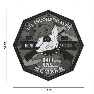 Patch 3D PVC Member Hunt Squad Gris 101 Incorporated - Patches Quaerius