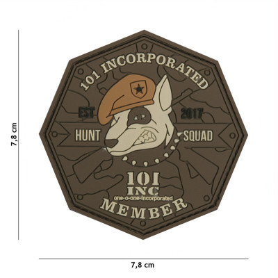 Patch 3D PVC 101 INC Member Hunt Squad Marron