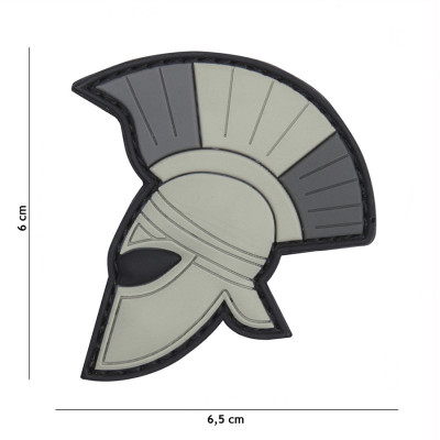 Patch 3D PVC Casque Spartiate Gris