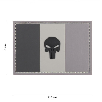 Patch 3D PVC Punisher Drapeau Français Gris 101 Incorporated - Patches Quaerius