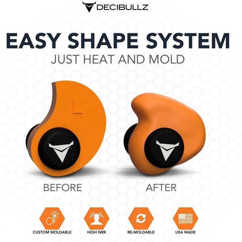 Bouchons d'oreille sur mesure Decibullz orange (31 dB) - Armurerie