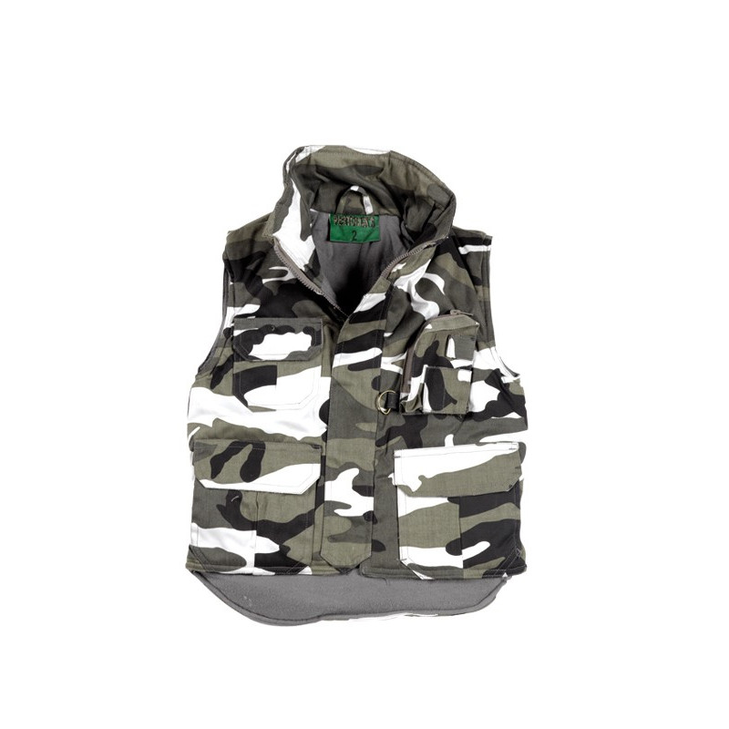 Gilet Rangers Enfant camouflage Urbain Gris Cityguard 2905 - Equipements Militaire Securite Quaerius