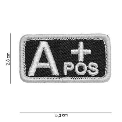 Patch Tissu Groupe Sanguin A + Positif Noir