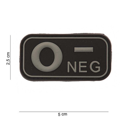 Patch 3D PVC Groupe Sanguin O - Negatif Noir