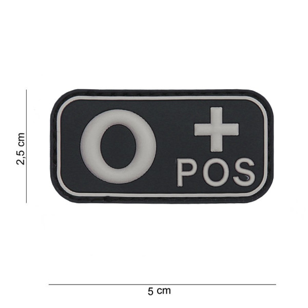 Patch 3D PVC Groupe Sanguin O + Positif Noir