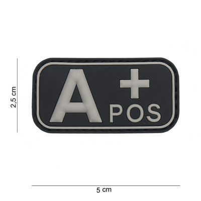 Patch 3D PVC Groupe Sanguin A+ Positif Noir