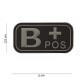 Patch 3D PVC Groupe Sanguin B + Positif Noir