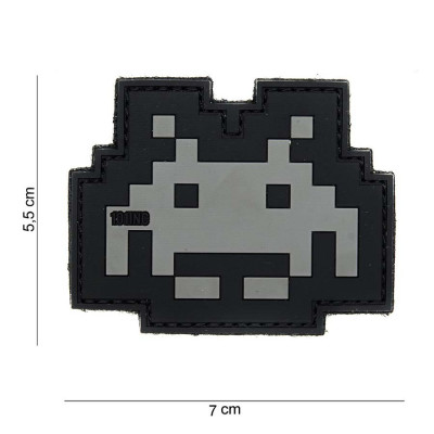 Patch 3D PVC Space Invader Gris