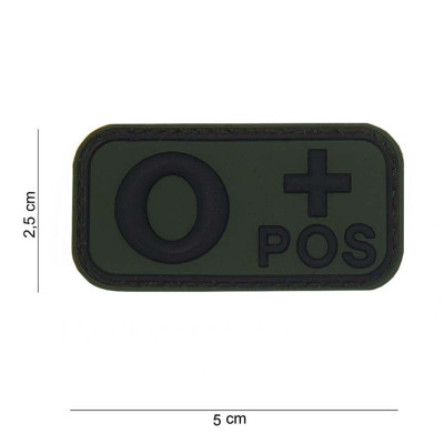 Patch 3D PVC Groupe Sanguin O + Positif Vert