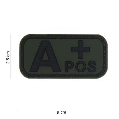 Patch 3D PVC Groupe Sanguin A + Positif Vert