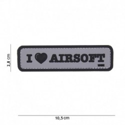 Patch 3D PVC I Love Airsoft Gris