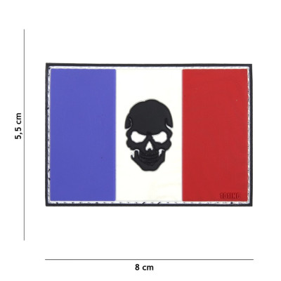 Patch 3D PVC Drapeau Fran√ßais Skull