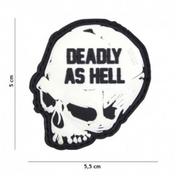 Patch 3D PVC Skull Deadly as Hell Blanc
