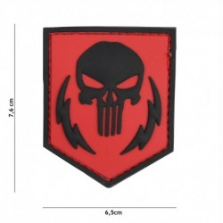 Patch 3D PVC Punisher Eclairs Rouge