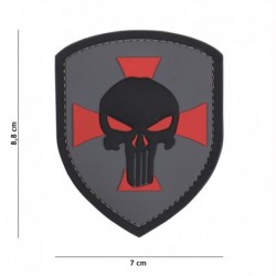 Patch 3D PVC Shield Punisher Croix Gris