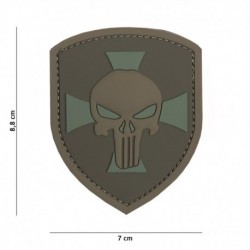 Patch 3D PVC Shield Punisher Croix Marron