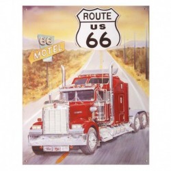 Plaque Metal Deco Route 66 Us Truck