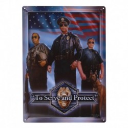 Plaque Metal Deco To Serve And Protect