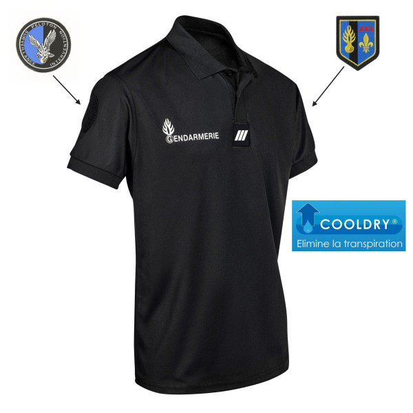 Polo Gendarmerie Cooldry Homme Noir DCA France - Polos
