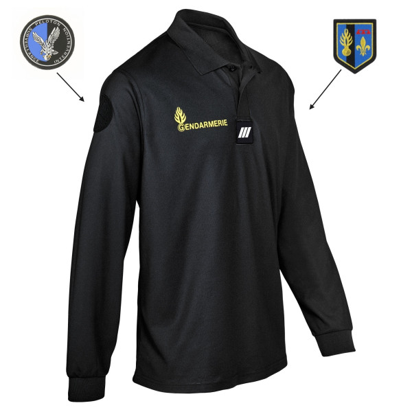 Polo Gendarmerie Cooldry Manches Longues Noir Gendarmerie Mobile