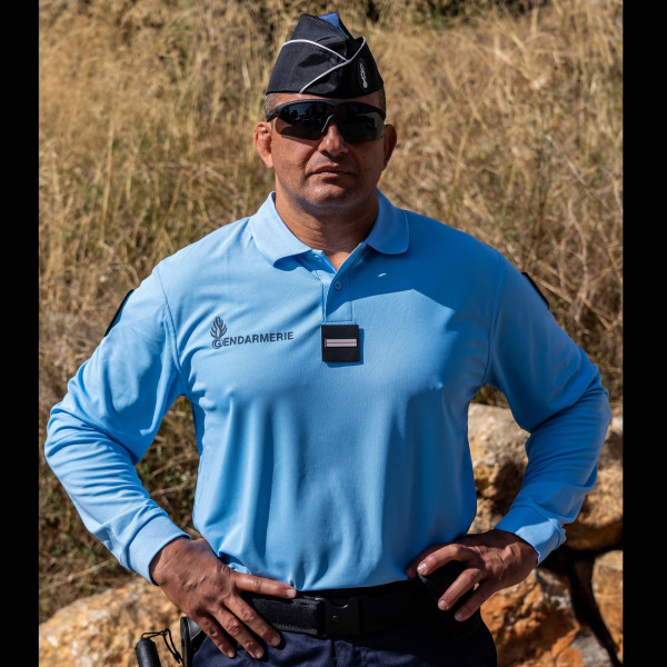 Polo Gendarmerie Cooldry Homme Manches Longues Bleu DCA France