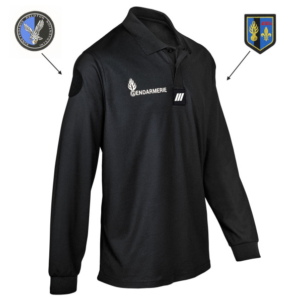 Polo Gendarmerie Cooldry Manches Longues Noir Gendarmerie