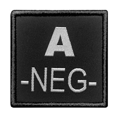 Patch Groupe Sanguin Brodé sur tissu noir A10 Equipement -  Patch militaire TOE Concept