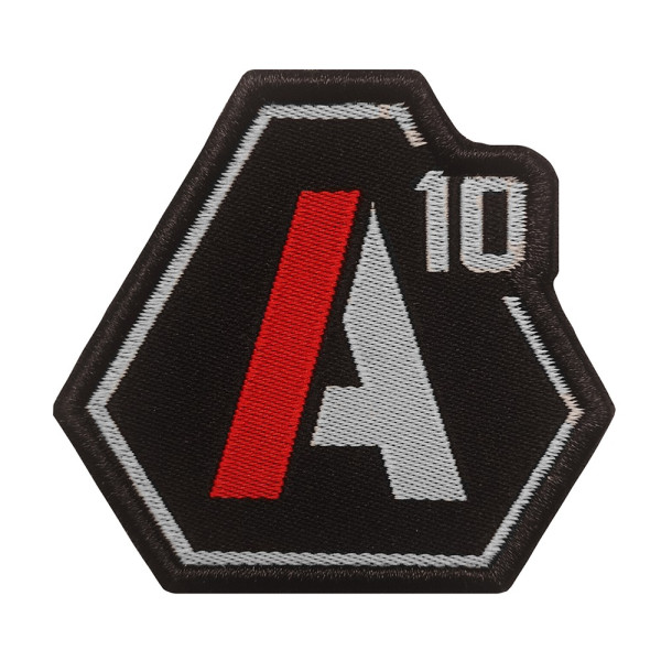 Patch A10 brodé blanc/rouge sur tissu noir A10 Equipment