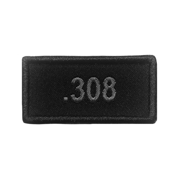 Moral Patch calibre .308 brodé gris sur tissu noir A10 Equipment