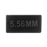Patch calibre 5,56 mm brodé gris sur tissu noir A10 Equipment