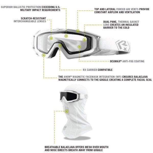 Masque balistique SnowHawk Essential + Cagoule Revision - Masques