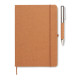 Ensemble Carnet A5 en cuir recyclé avec Stylo métallique twist assorti 160 pages lignées (80 feuilles)