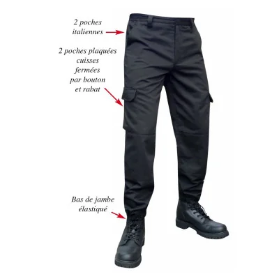 PANTALON CARGO NOIR DCA FRANCE - Equipement militaire Habillement Quaerius PANTALON CARGO NOIR DCA FRANCE - Equipement militaire Habillement Quaerius