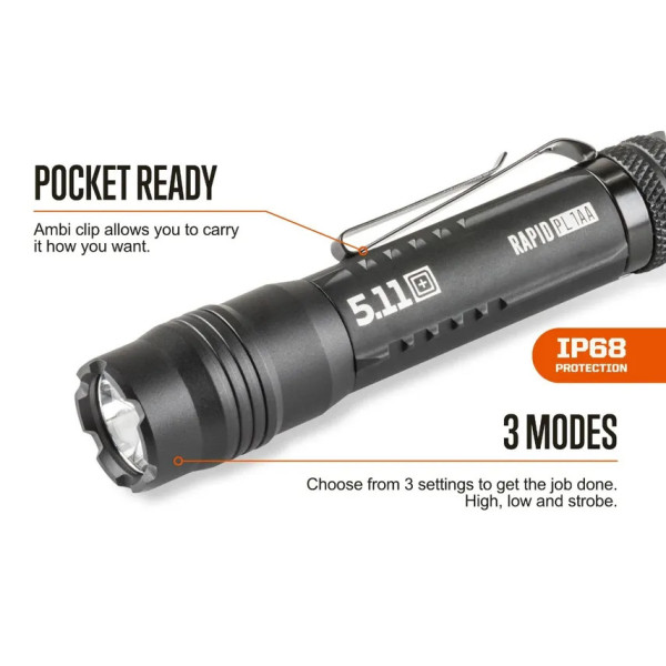 Lampe Tactique RAPID PL 1AA 5.11 Tactical - Lampe Torche Compacte