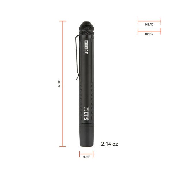 Lampe compacte 107 lumens 5.11 Tactical avec clip et piles AAA