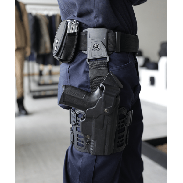 Sangle de Port Mi-Cuisse pour Plaque Tactique Forces de l'Ordre et Militaire GK Pro 