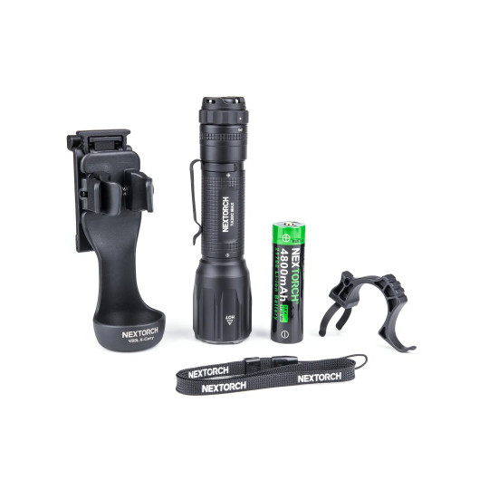 Lampe Torche Tactique Rechargeable 2100 Lumens avec Holster V55L et Anneau FR-2 Nextorch et GK Pro 