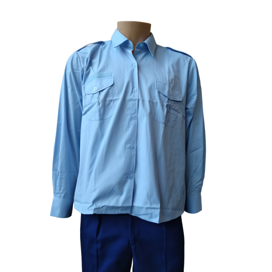 Chemise Pattes Et Poches Femme Bleu Ciel En Destockage