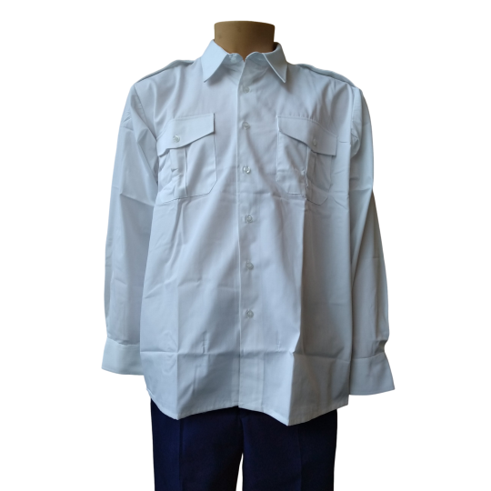 Chemise Homme Manches Longues Blanche Pattes Et Poches En Destockage