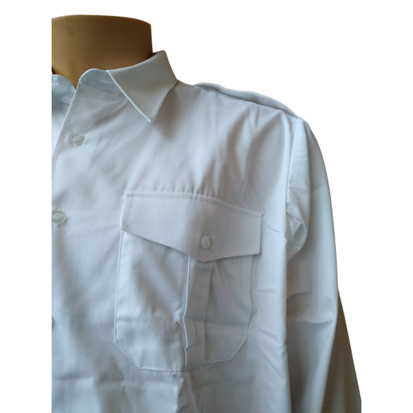 Chemise Homme Manches Longues Blanche Pattes Et Poches En Destockage