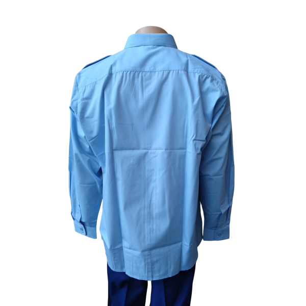 Chemise Homme Manches Longues Bleu Ciel Pattes Et Poches En Destockage