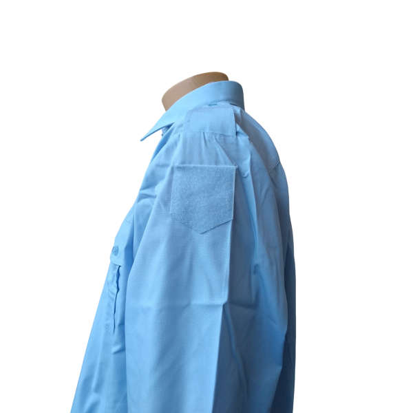 Chemise Homme Manches Longues Bleu Ciel Pattes Et Poches En Destockage