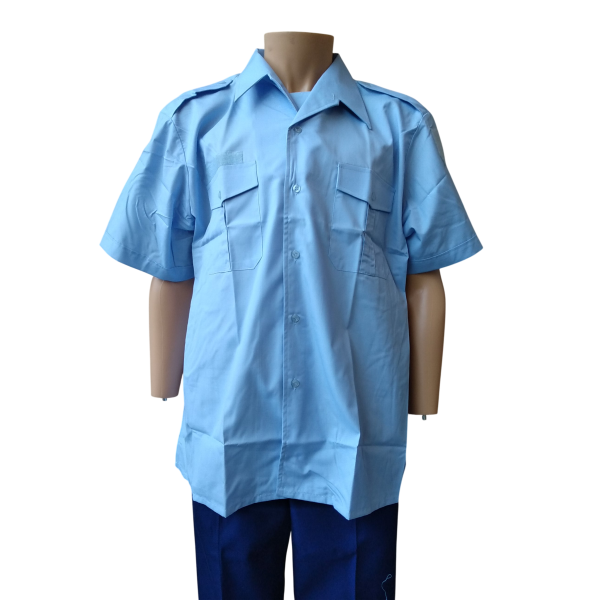 Chemisette Col Plastron Homme Bleu Ciel En Destockage