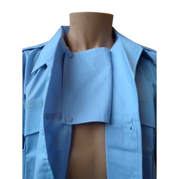 Chemisette Col Plastron Homme Bleu Ciel En Destockage