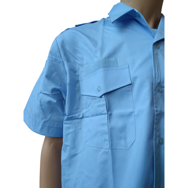 Chemisette Col Plastron Homme Bleu Ciel En Destockage