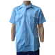 Chemisette Col Plastron Homme Bleu Ciel Motard En Destockage