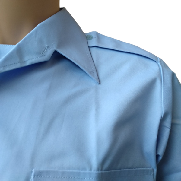 Chemisette Col Plastron Homme Bleu Ciel Motard En Destockage