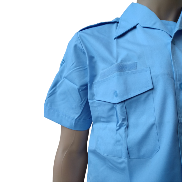 Chemisette Col Plastron Homme Bleu Ciel Motard En Destockage